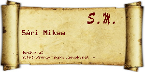 Sári Miksa névjegykártya